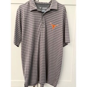 Longhorn Apparel Texas Longhorns Polo Shirt Mens Large Grey Striped Performance